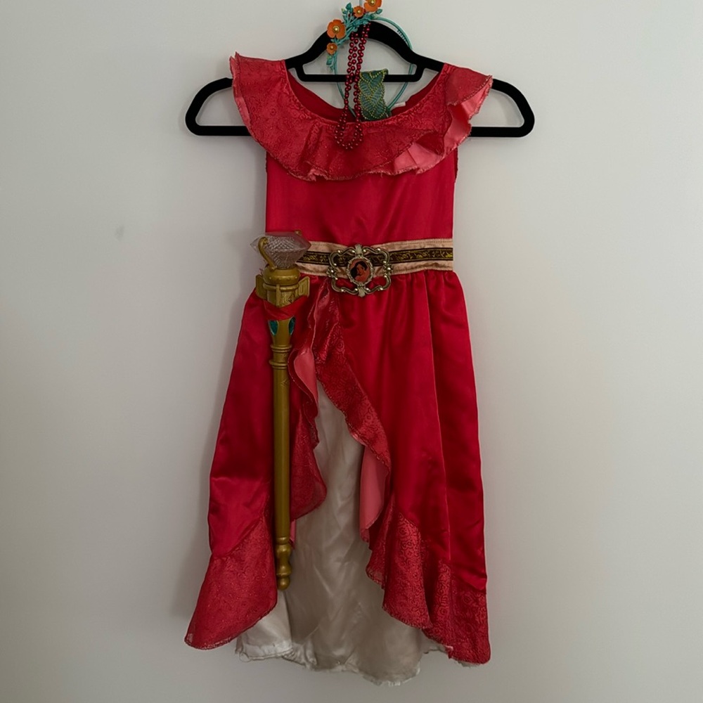 Elena of Avalor costume with Disneyland bought septor that lights up w/ tiara